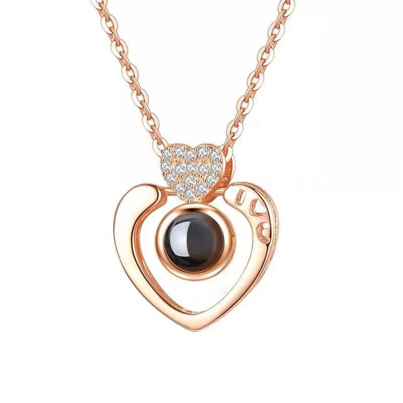 Collier de projection d'amour avec coffret cadeau rose exquis Pendentif I Love You en 100 langues 2023 Nouveauté dans la livraison directe de bijoux romantiques