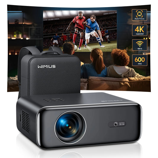 WiMiUS Auto Focus/4K Support Native 1080P Projector with WiFi 6 and Bluetooth 5.2 600ANSI Outdoor Home Projector 6D Keystone