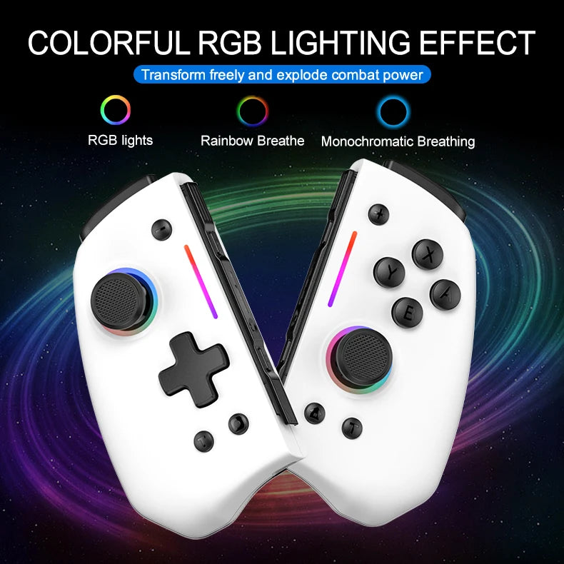 Manette de jeu sans fil LinYuvo KS42 Meteor Light avec 8 lumières RVB de couleur pour Switch/Lite/OLED, avec programmable, turbo et vibration