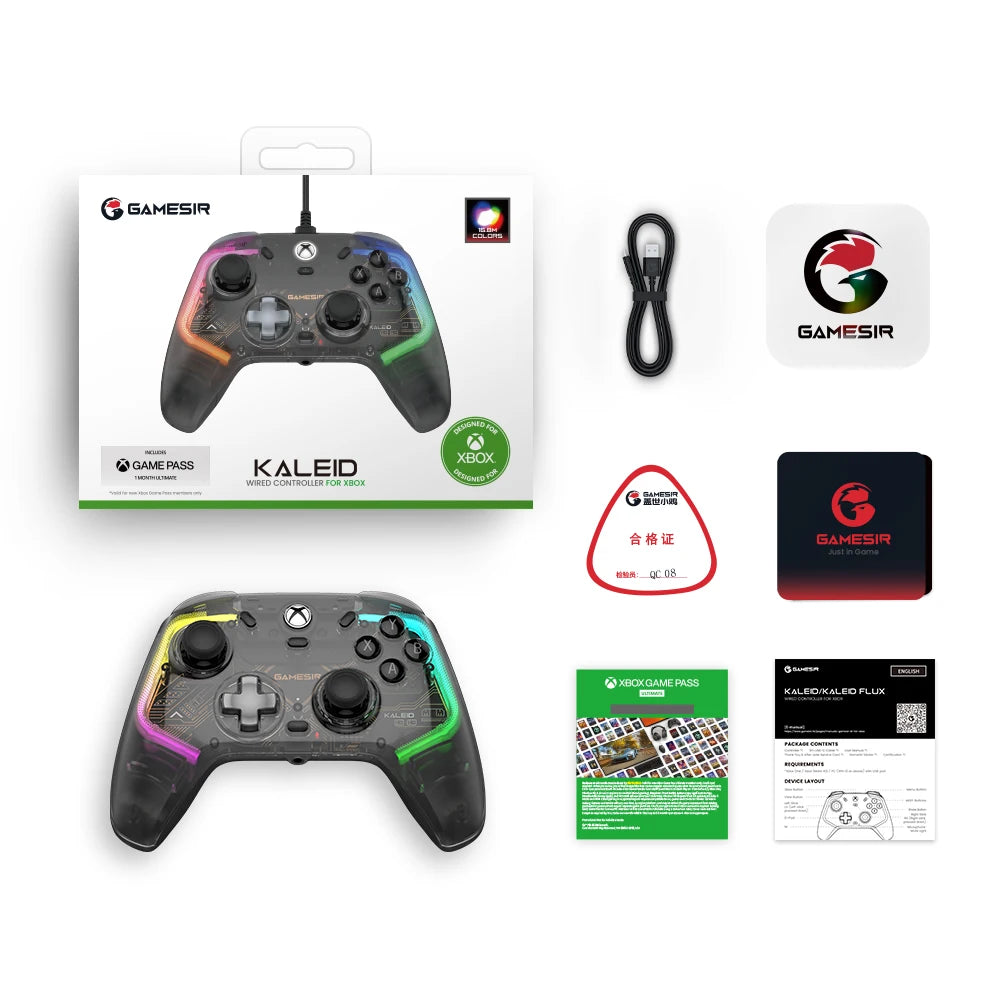 Manette de jeu filaire GameSir Kaleid Flux Xbox pour console de jeu Xbox Series X, Xbox Series S, Xbox One Joystick à effet Hall