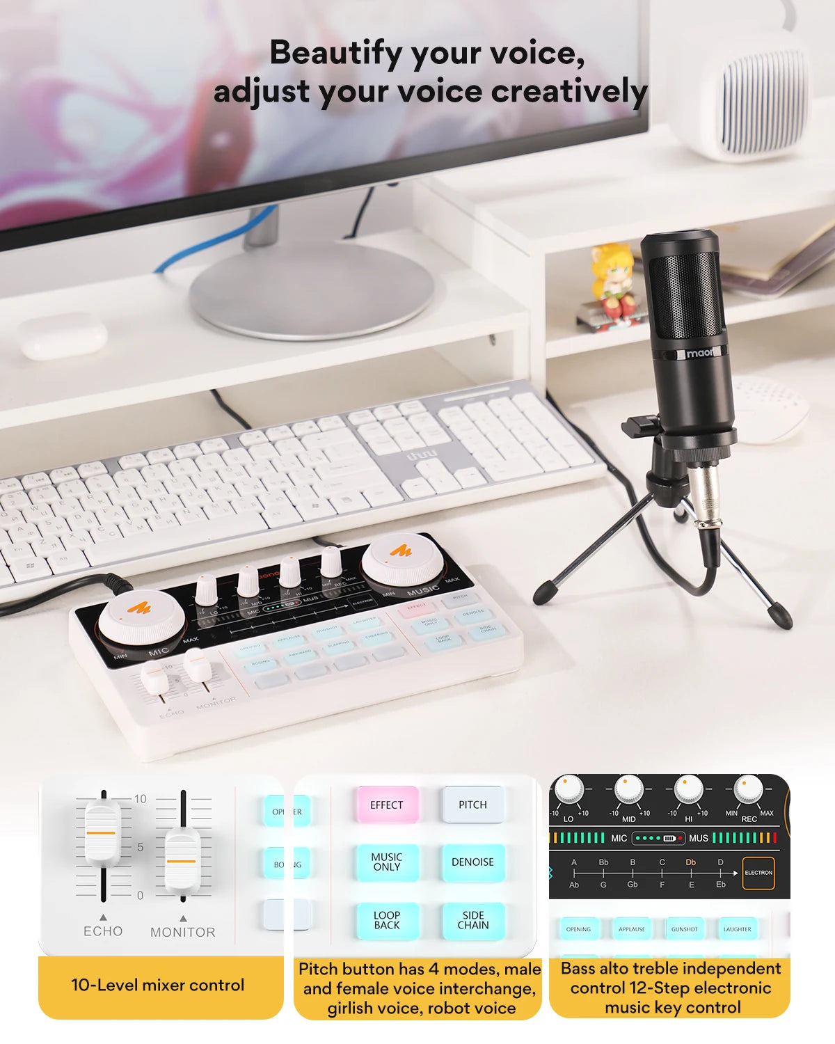 Maono AM200-S1 Sound Card Microphone Set MaonoCaster Audio Interface with Condenser Mic for Live Streaming,Recording,PC\Phone