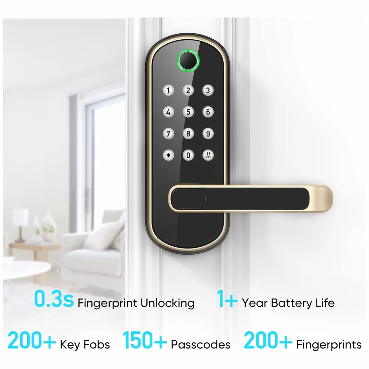 Smart Fingerprint Door Lock App Remote Control Keyless WIFI Digital Touchscreen Lock NFC IP67 Waterproof with 2 IC Cards