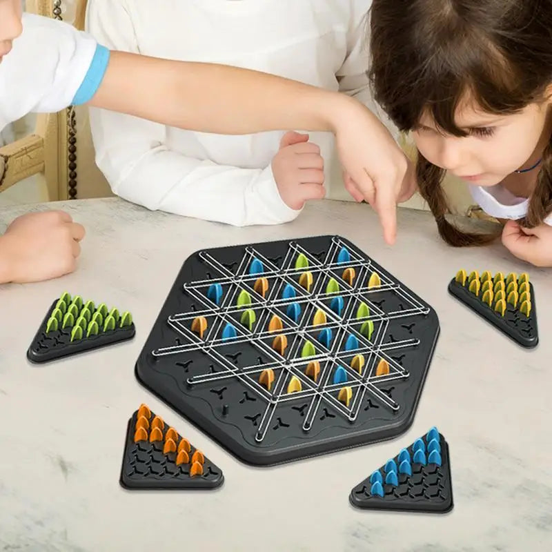 New Geometry Chain Chess Puzzle Triangle Chess Desktop Game Rubber Band Training Family Interaction Exercise Thinking Toys Gifts