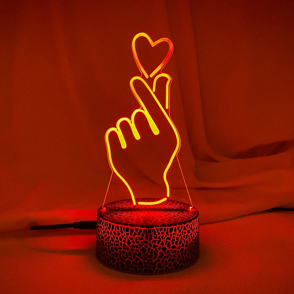 Night 3D LED Night Light Creative Table Bedside Lamp Romantic than heart light Kids  Home Decoration Gift