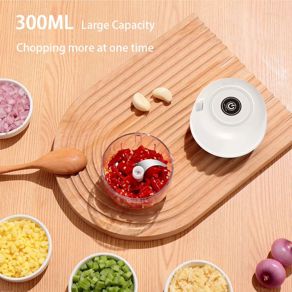 Mini Electric Chopper Food Processor Garlic Onion Vegetable Meat Fruit Grinder Chopper Rechargeable 300ml Small Crusher Blender