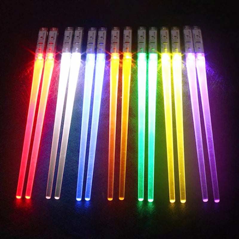 1 paire de baguettes lumineuses à LED pour dîner, fête, vaisselle multicolore, accessoires de cuisine, bâton à LED, ustensiles de cuisine, idée produit