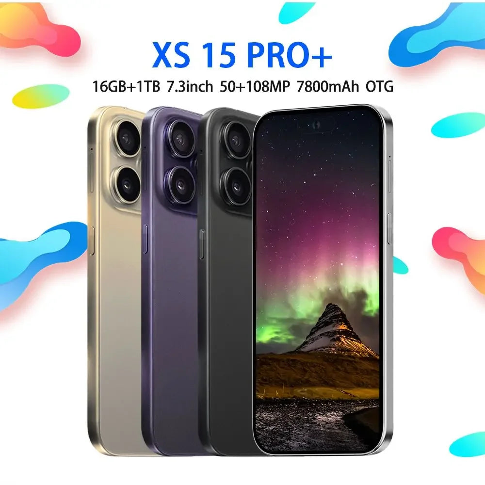 Original pour tout nouveau smartphone XS15 Pro + 7,3 pouces plein écran 4G 5G téléphone portable 7800mAh téléphones mobiles version mondiale