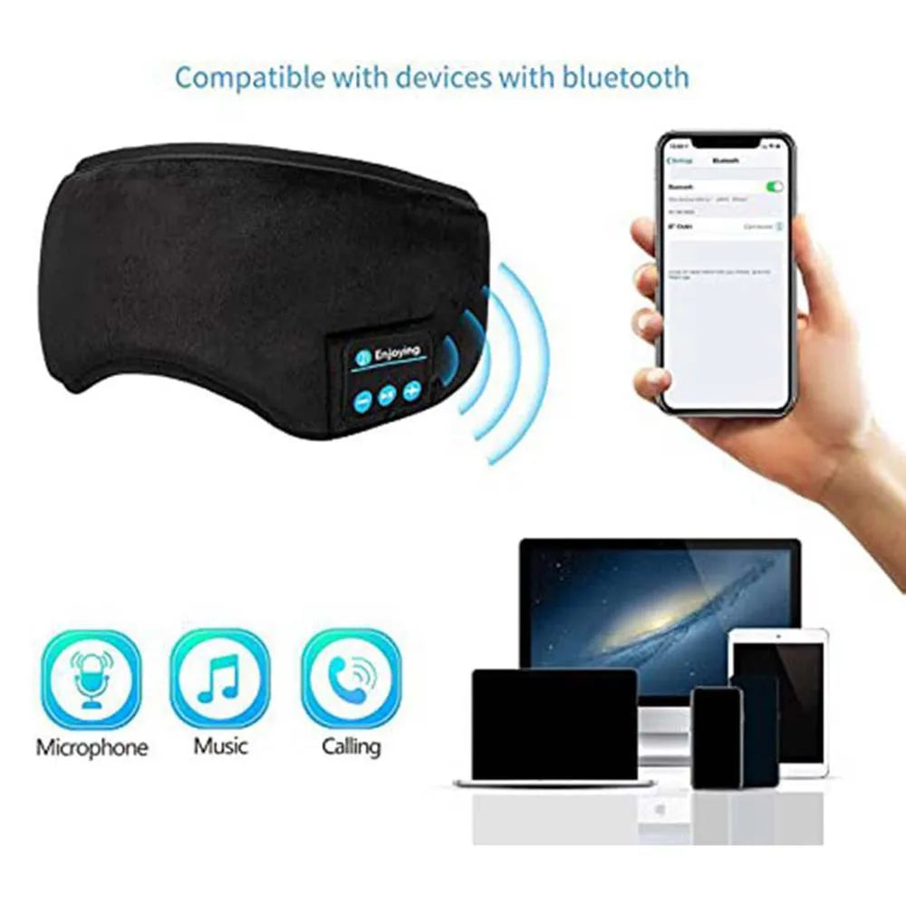 Masque de sommeil pour les yeux Casque de sommeil sans fil Masque de musique Écouteurs compatibles Bluetooth 5.0