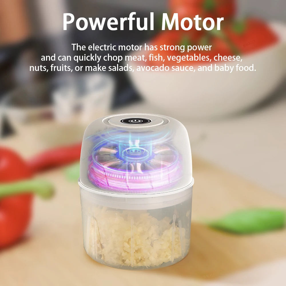 Mini Electric Chopper Food Processor Garlic Onion Vegetable Meat Fruit Grinder Chopper Rechargeable 300ml Small Crusher Blender