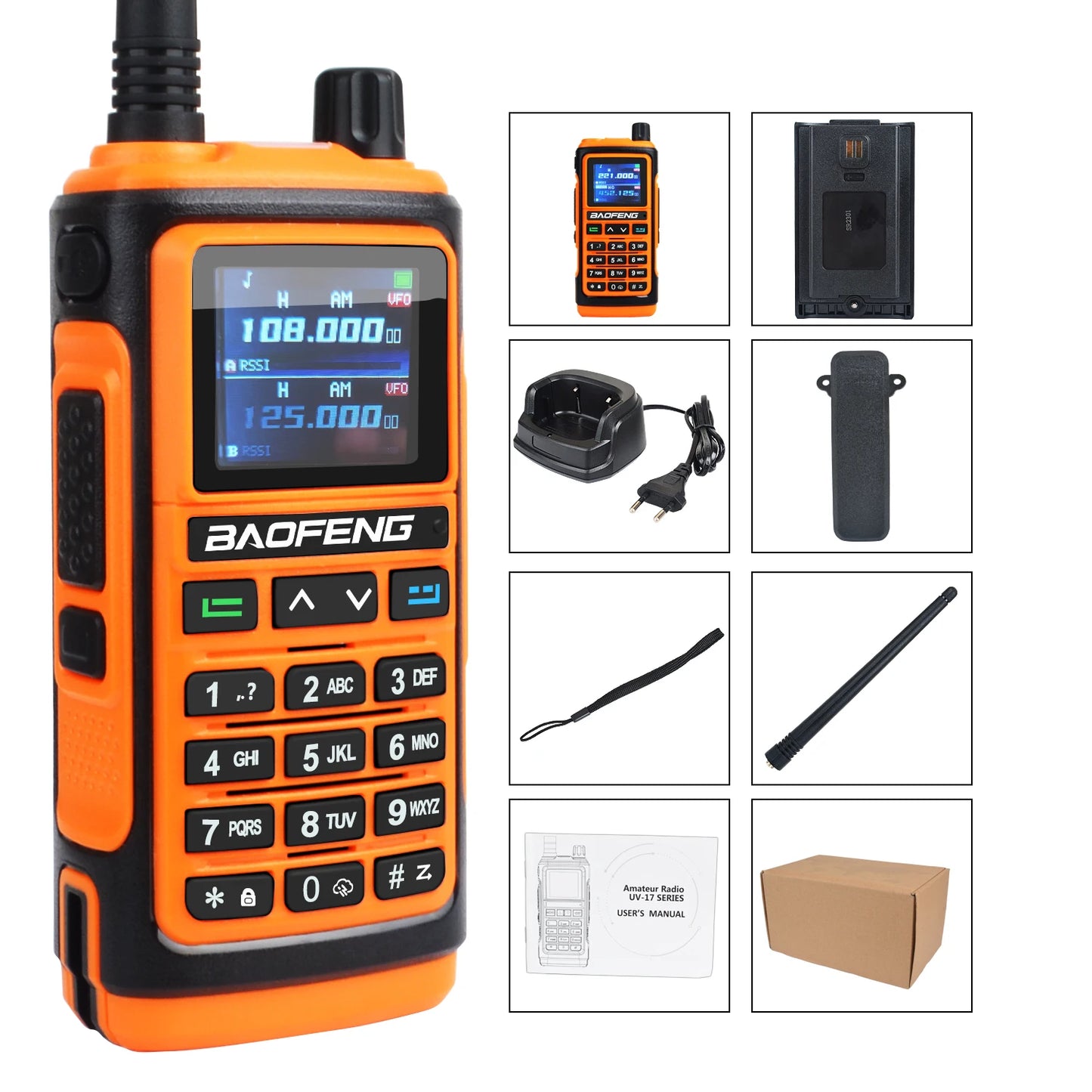 Baofeng UV-17Pro GPS Talkie Walkie 108-136MHz Air Band VHF UHF 200-260MHz 350-355MHz Radio FM Six Bandes Fréquence Copie Étanche