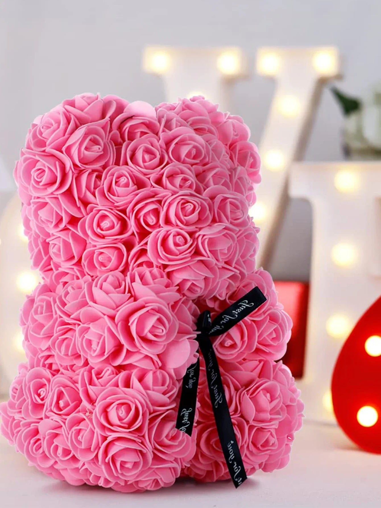 1pc Fleur Artificielle Rose Éternelle Ours en Peluche pour Maman Fête des Mères Anniversaire Saint Valentin Anniversaire Cadeaux et Décorations