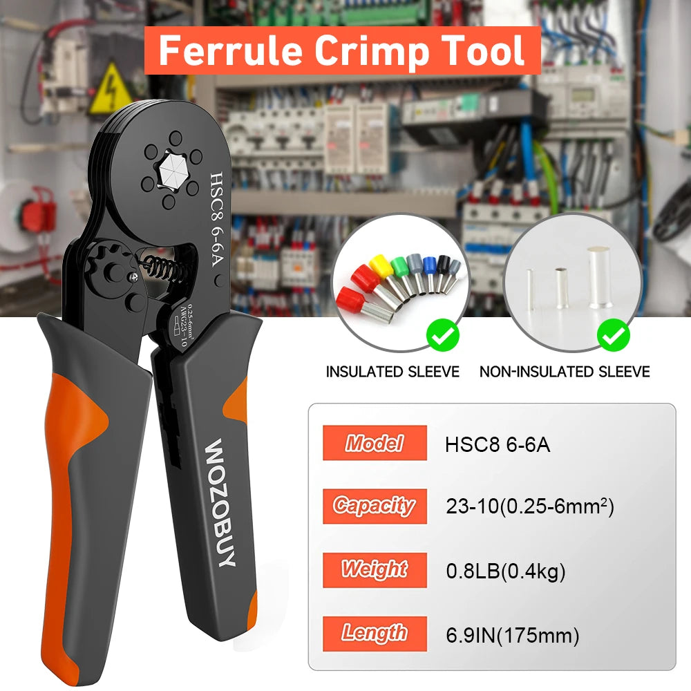 Ferrule Crimper Tool,Ratchet Crimping Tool Kit-Wire Stripper & Crimper Plier ,or Plier Set with Connectors