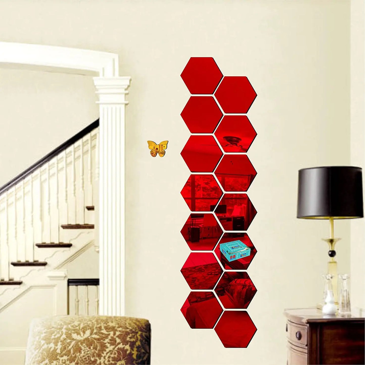 3D Hexagon Mirror Wall Stickers DIY Wall Mirrors Sticker Removable Self Adhesive Aesthetic Mosaic Tiles Decals Home Decoration