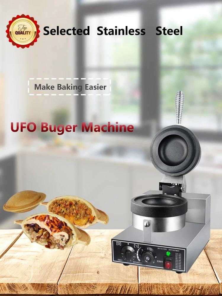 Commercial Electric UFO Burger Grill Gelato Panini Press Making Machines Burger Commercial Snacks Ice Cream Waffle Machine