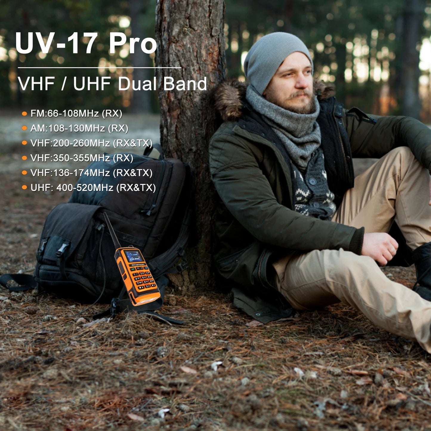 Baofeng UV-17Pro GPS Talkie Walkie 108-136MHz Air Band VHF UHF 200-260MHz 350-355MHz Radio FM Six Bandes Fréquence Copie Étanche