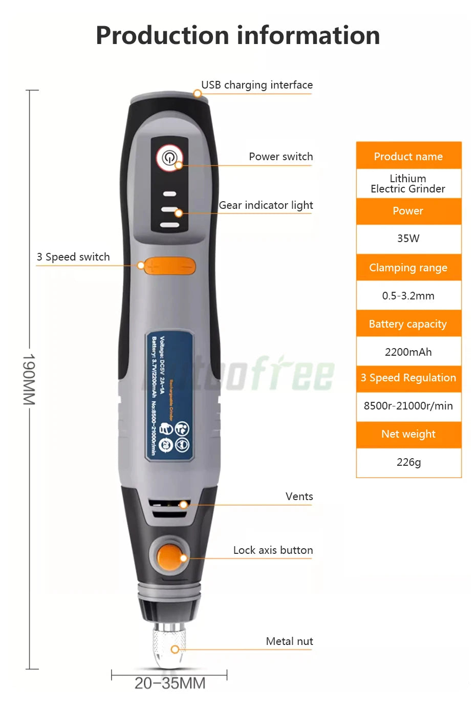 35W USB Cordless Rotary Tool Dremel DIY Mini Drill Engraving Pen Electric 3 Speed Mini Wireless Drill Set 8500r-21000r/min