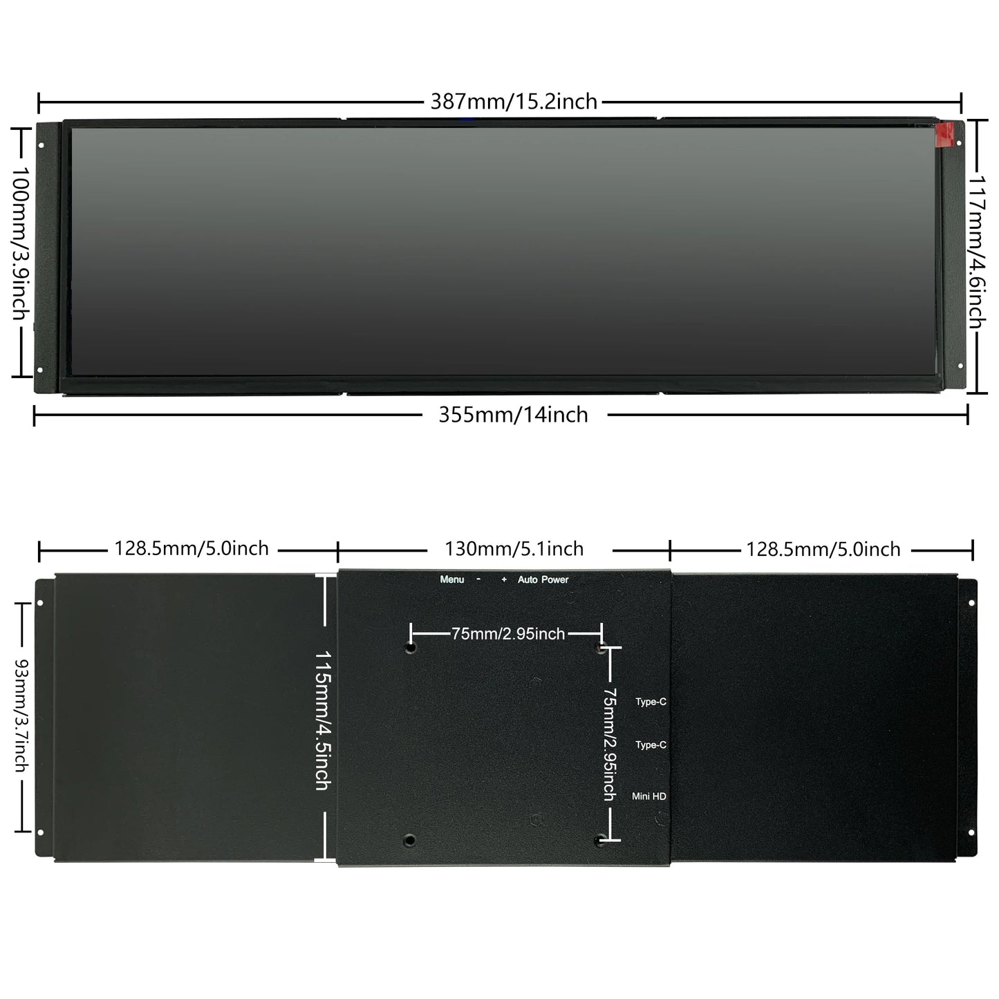 14.5 Inch 4000D Computer Case Touchscreen Supports Game Console Raspberry PI Monitor Temperature CPU GPU Portable Display