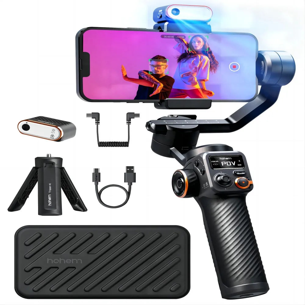 Kit Hohem-iSteady M6 Gimbal pour smartphone, stabilisateur 3 axes, AI Tracker, Fill Light, pour iPhone 15 Pro Max et Android