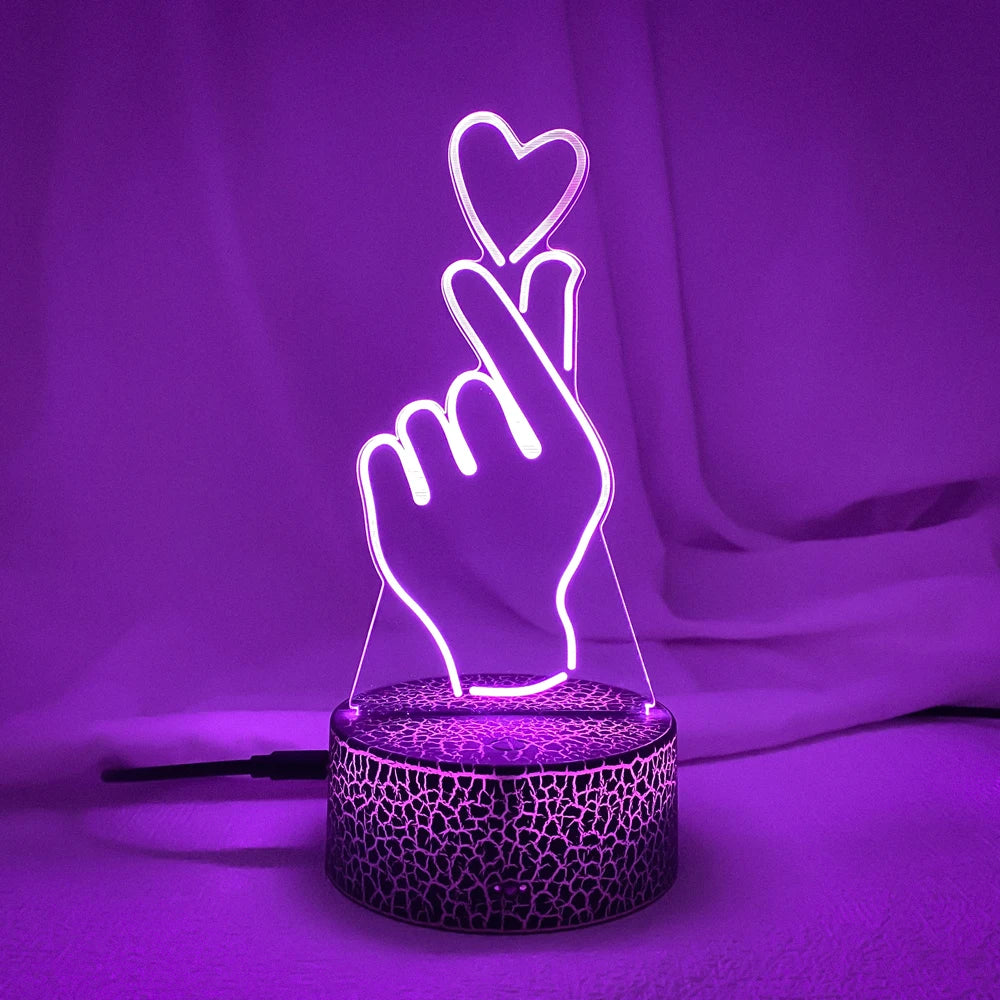 Night 3D LED Night Light Creative Table Bedside Lamp Romantic than heart light Kids  Home Decoration Gift