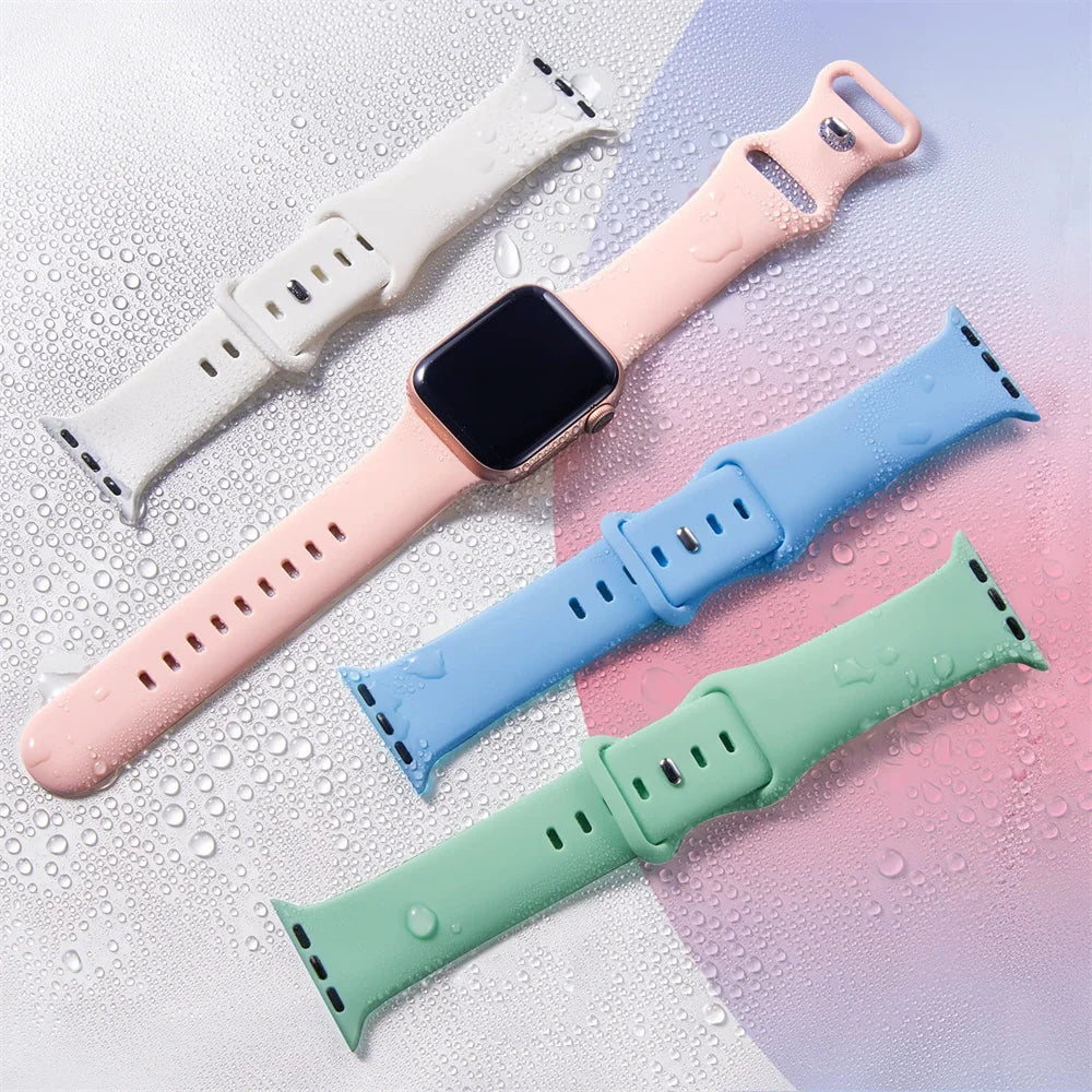 Silicone sport band For apple watch Ultra 49mm series 9-8-7 41mm 45mm correa 44mm 40mm waterproof bracelet iwatch 6 5 4 SE Strap