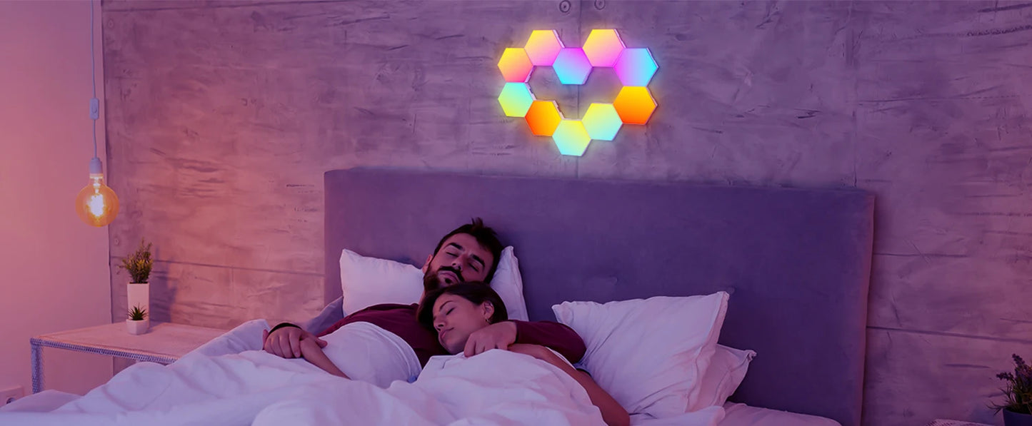 Lampe murale hexagonale intelligente RVB à changement de couleur, veilleuse d'ambiance, forme de bricolage, rythme musical, application pour salle de jeux, chambre à coucher, intelligente