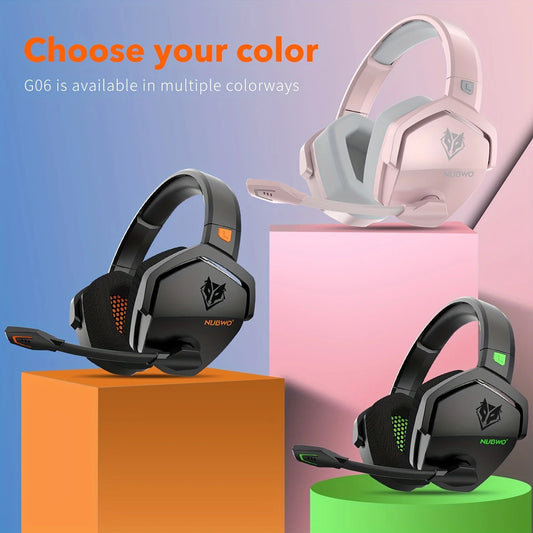 Casque de jeu NUBWO G06 pour PS5, PS4, XBOX, PC, Mac, casque Bluetooth à réduction de bruit à très faible latence 2,4 GHz avec micro