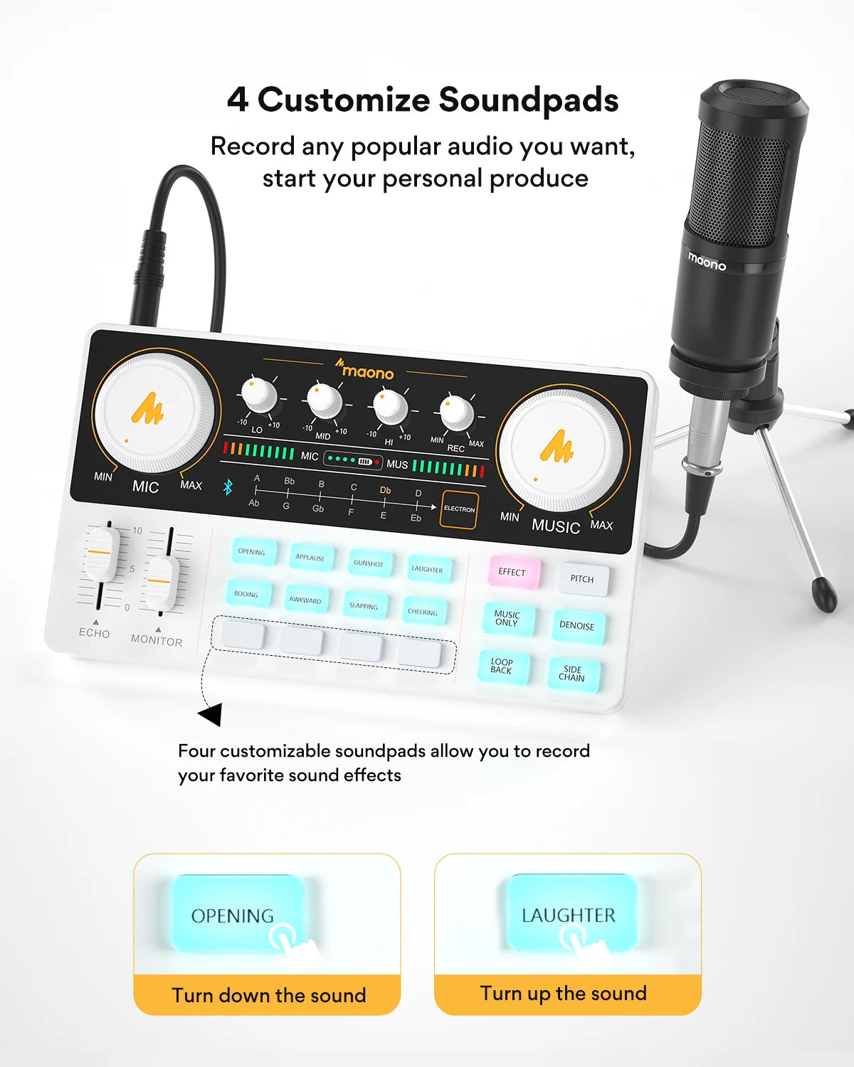 Maono AM200-S1 Sound Card Microphone Set MaonoCaster Audio Interface with Condenser Mic for Live Streaming,Recording,PC\Phone