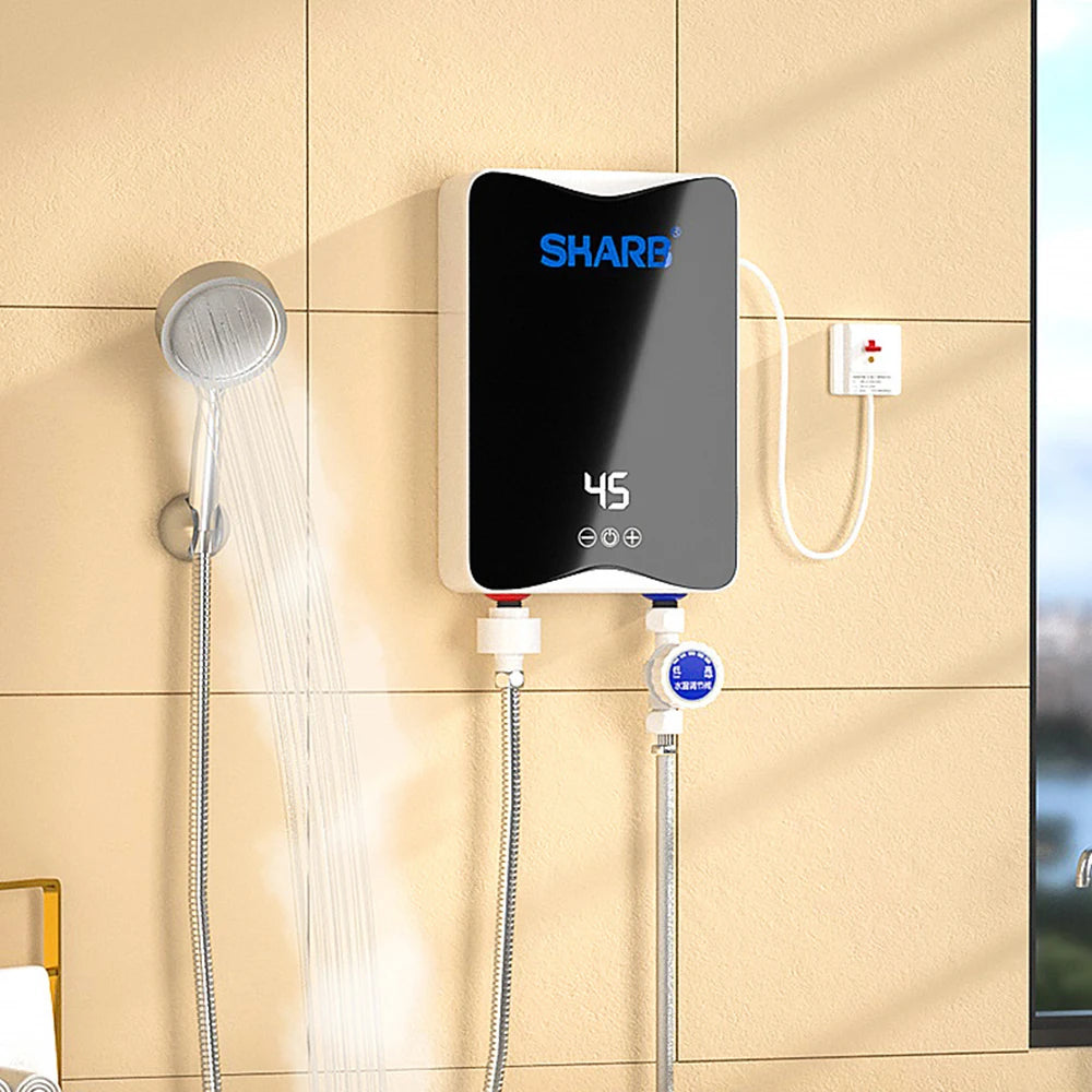 Chauffe-eau électrique instantané sans réservoir 5500 W pour salle de bain et cuisine, chauffage instantané à la demande avec écran LCD