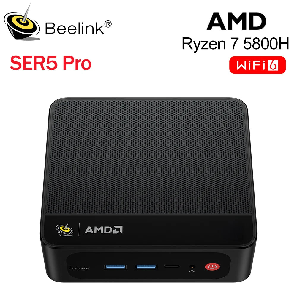 Beelink Ryzen 7 5800H SER5 Pro Max Mini PC AMD DDR4 16GB RAM 500GB NVME SSD Support WiFi6 4K HD Triple Screen Desktop Computer