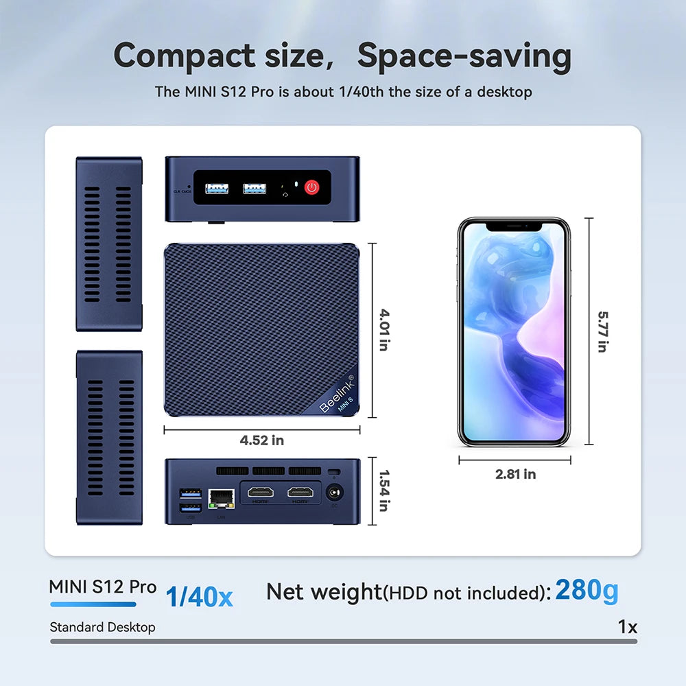 Beelink Mini S12 Pro Mini PC Win11 Intel N100 16GB 500GB Mini S N5095 8G 128G Mini Computer Gaming VS GK Mini  J4125 T8 Pro